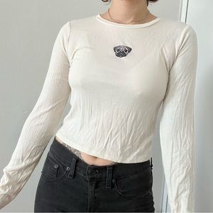 Wild Fable white pug long sleeve baby tee